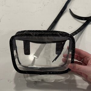 Clear  Crossbody / Game Bag with Snakeskin Trim and Adjustable Strap